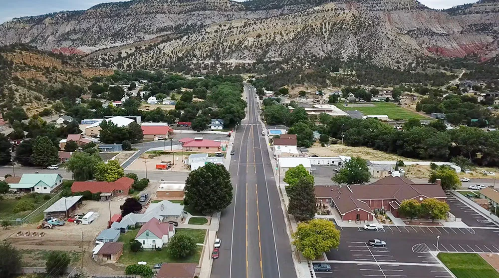 Main road through Orderville, Utah